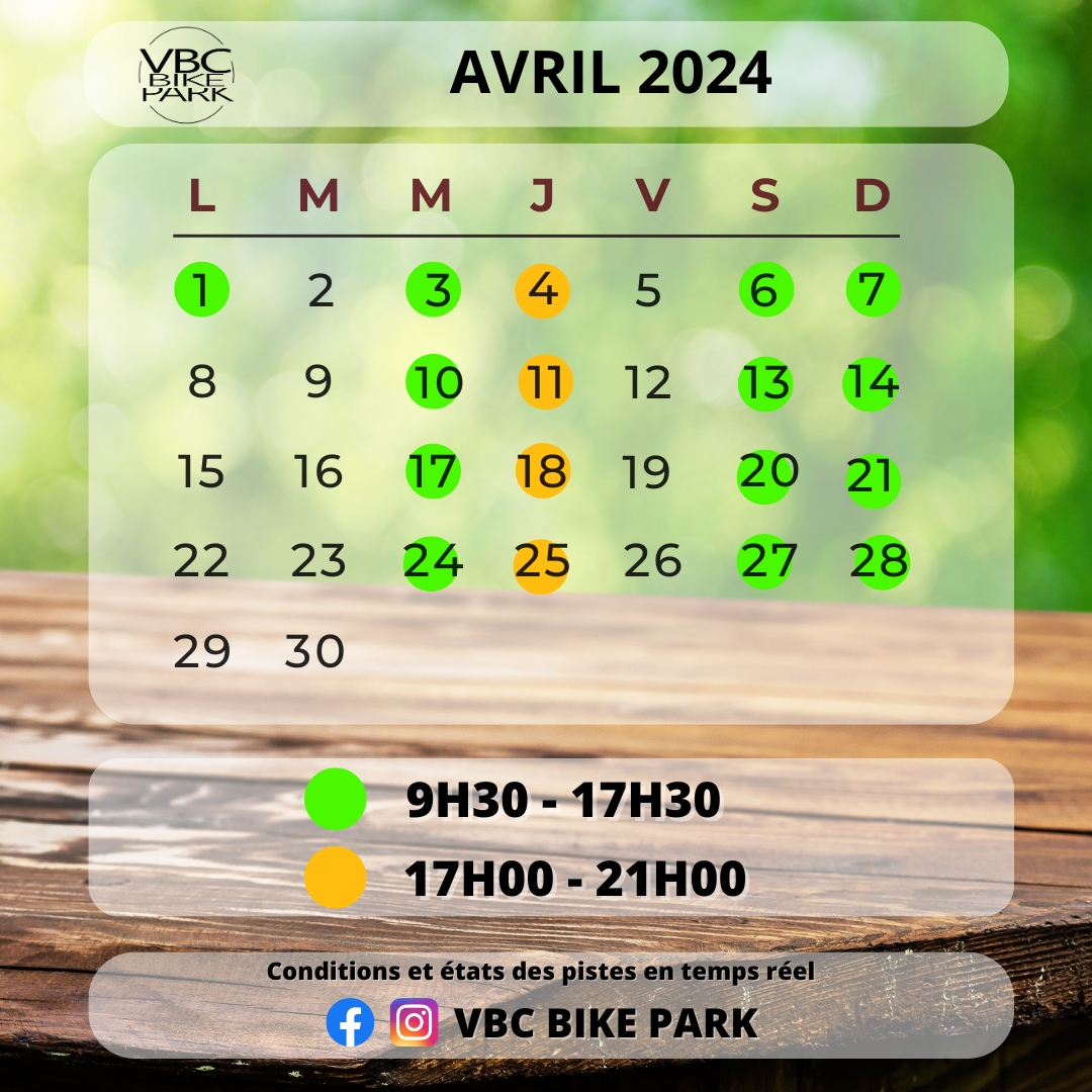 Planning VBC avril 24